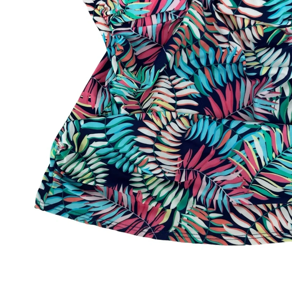 *Women’s Talbots 6 Two-Piece Green/Blue/Punk Tropical Print Tankini Bathing Suit